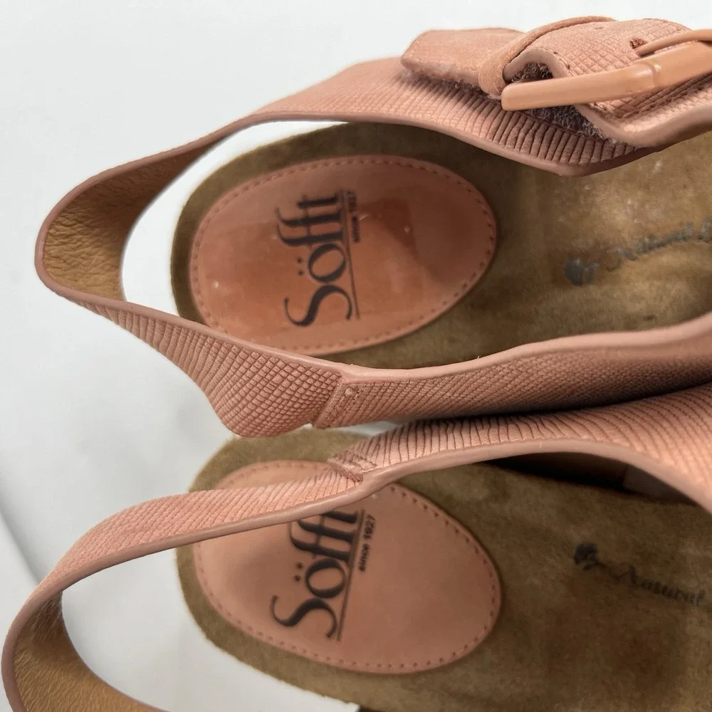 Sofft Sandals Womens 9 M Castello Ankle Strap Earth Leather Comfort Wedge Heels